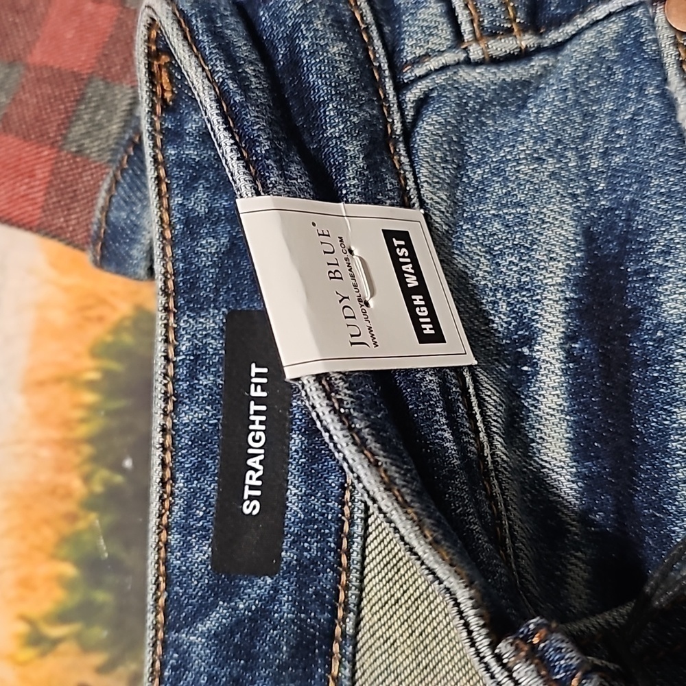 Judy Blue High Waisted Straight Plaid‎ Cuffed Jeans Size 11/30 NWT - Picture 6 of 10
